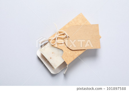 Concept of bath and skin care accessories - soap 101897588