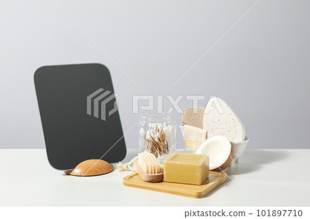 Concept of bath and skin care accessories - soap Concept of bath and skin care accessories - soap 101897710