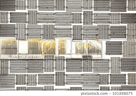 Exterior illustration of a building decorated with mesh metal grid board 4 Exterior illustration of a building decorated with mesh metal grid board 4 101898075