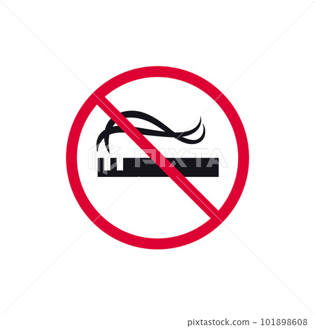 No smoking prohibited sign, no tobacco day forbidden modern round sticker, vector illustration No smoking prohibited sign, no tobacco day forbidden modern round sticker, vector illustration 101898608