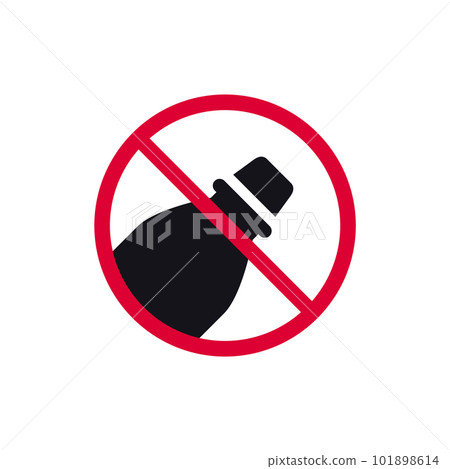 No plastic bottle prohibited sign, forbidden modern round sticker, vector illustration 101898614