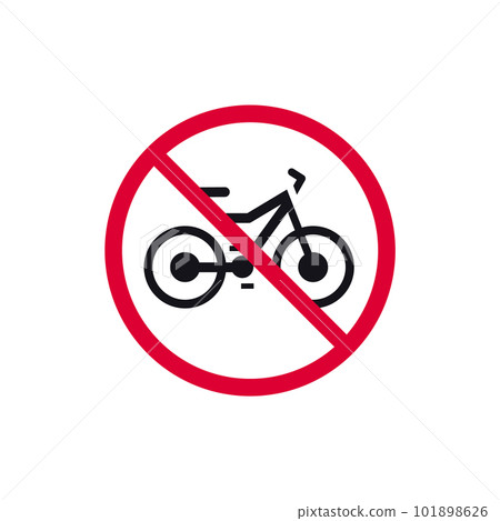 No bike prohibited sign, no cycle forbidden modern round sticker, vector illustration. 101898626