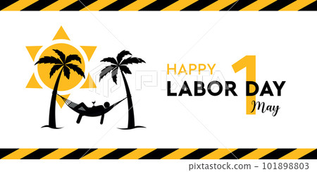 happy labor day 1 may pictogram man lying in hammock under palm trees happy labor day 1 may pictogram man lying in hammock under palm trees 101898803