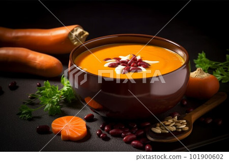 Vegetarian soup cream. Meal puree. Generate Ai Vegetarian soup cream. Meal puree. Generate Ai 101900602