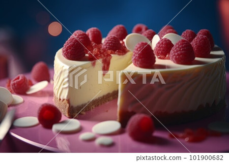 Restaurant raspberry cheesecake. Fruit pie. Generate Ai Restaurant raspberry cheesecake. Fruit pie. Generate Ai 101900682