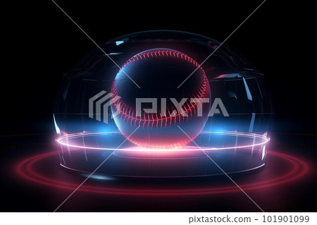 Baseball ball in neon. Sport team. Generate Ai Baseball ball in neon. Sport team. Generate Ai 101901099