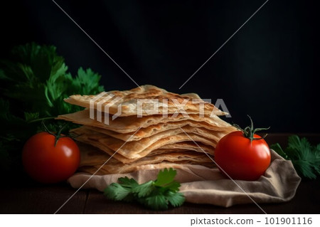 Hot bread lavash. White food. Generate Ai Hot bread lavash. White food. Generate Ai 101901116