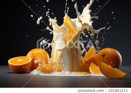 Orange milk splash. Healthy berry. Generate Ai Orange milk splash. Healthy berry. Generate Ai 101901251