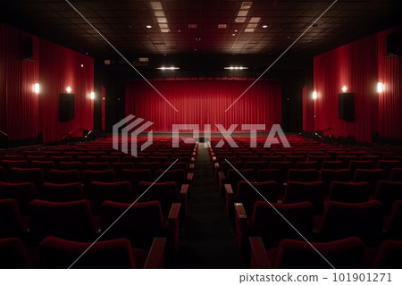 Theater red velvet stage. Stage event. Generate Ai 101901271