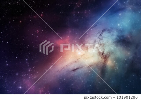 Many galaxy at night. Dark space. Generate Ai 101901296