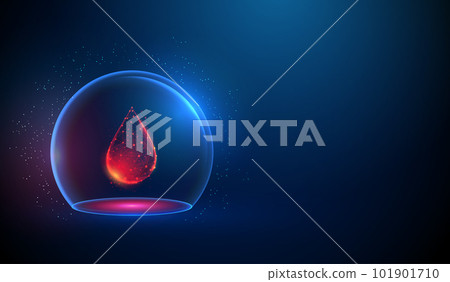 Abstract red drop of blood in glass dome Abstract red drop of blood in glass dome 101901710