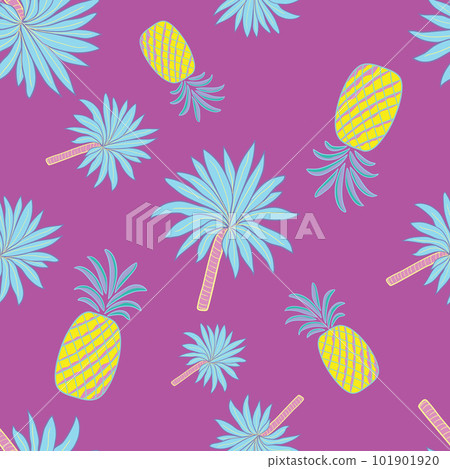 Palm Trees and PineapplesSeamless Pattern 101901920