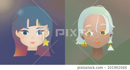 時尚可愛的細微差別顏色圖標集 101902088