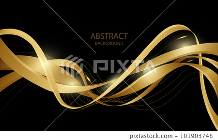 Abstract gold lines wave curve shiny effect on black design modern luxury futuristic background vector Abstract gold lines wave curve shiny effect on black design modern luxury futuristic background vector 101903748