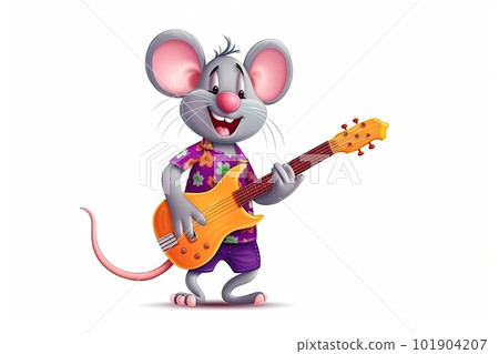 Mouse playing electric guitar on a white background isolated Mouse playing electric guitar on a white background isolated 101904207
