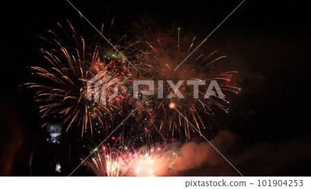festive fireworks. 2023, 2024 christmas happy holiday. new year concept. calendar numbers. christmas 2023 celebration. birthday. holiday date. sky fireworks colorful. cheerful good holiday mood 101904253