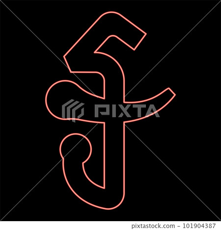 Neon cambodia riel currency symbol money sign red color vector illustration image flat style 101904387