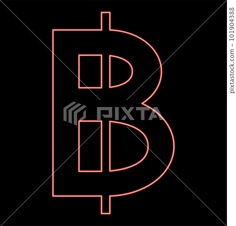 Neon symbol Baht Thailand money cash currency sign red color vector illustration image flat style 101904388