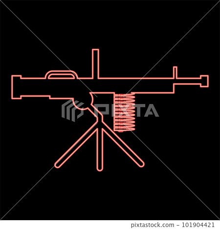 Neon machine-gun weapon red color vector illustration image flat style Neon machine-gun weapon red color vector illustration image flat style 101904421