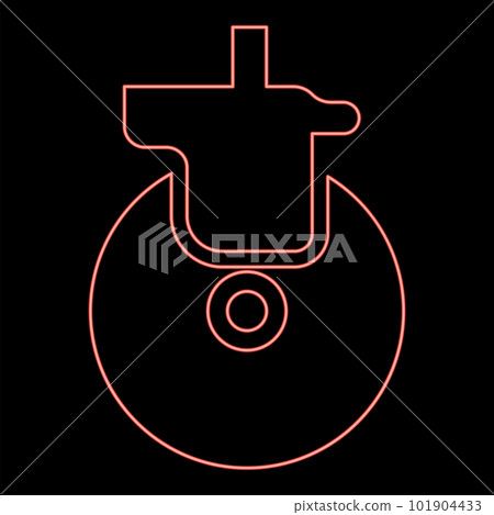 Neon wheel for furniture caster swivel red color vector illustration image flat style 101904433