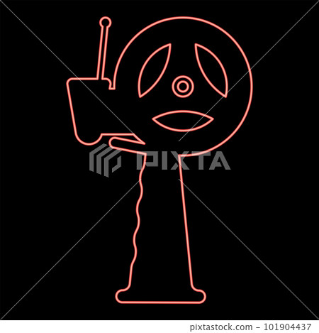 Neon dispenser with scotch tape adhesive for hand red color vector illustration image flat style Neon dispenser with scotch tape adhesive for hand red color vector illustration image flat style 101904437