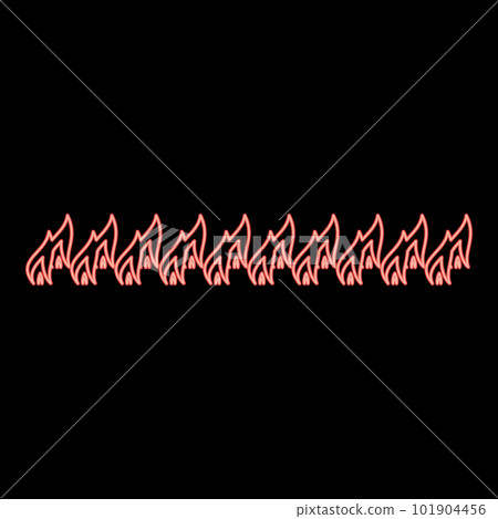 Neon burning fire flame row red color vector illustration image flat style Neon burning fire flame row red color vector illustration image flat style 101904456