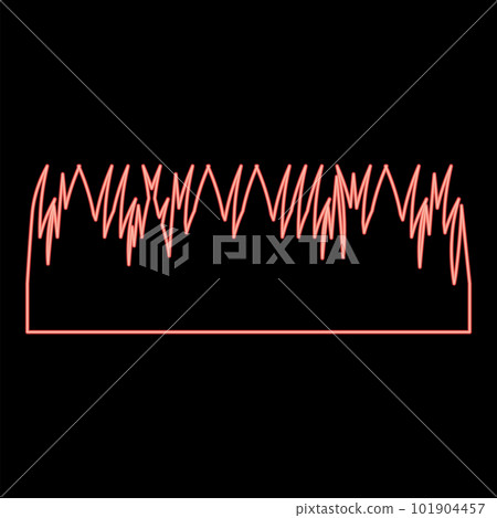 Neon grass border leaves red color vector illustration image flat style Neon grass border leaves red color vector illustration image flat style 101904457