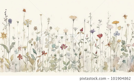Wild flowers - watercolor painting - generative AI Wild flowers - watercolor painting - generative AI 101904862