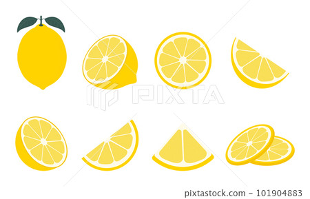 Fresh lemon fruit. Collection of lemone vector icons isolated on white background. Vector Fresh lemon fruit. Collection of lemone vector icons isolated on white background. Vector 101904883