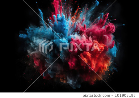 Freeze motion of colored powder explodes on black background. Abstract colorful explosion Freeze motion of colored powder explodes on black background. Abstract colorful explosion 101905195