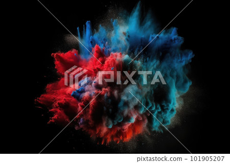 Freeze motion of colored powder explodes on black background. Abstract colorful explosion Freeze motion of colored powder explodes on black background. Abstract colorful explosion 101905207