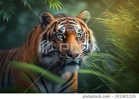 Tiger wild in the jungle. Neural network AI generated art Tiger wild in the jungle. Neural network AI generated art 101905226