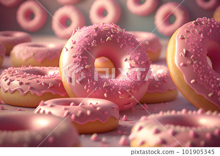 sweet donuts in delicate pink colors. Neural network AI generated art sweet donuts in delicate pink colors. Neural network AI generated art 101905345