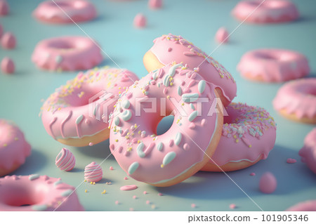 sweet donuts in delicate pink colors. Neural network AI generated art sweet donuts in delicate pink colors. Neural network AI generated art 101905346
