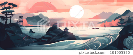 Japanese ocean coastal view traditional landscape 101905550