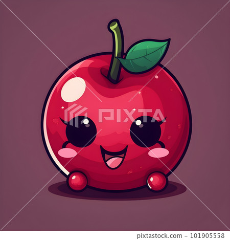 Red small cherry cute kawaii cartoon character 101905558