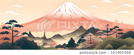 Japanese Fuji mountains traditional landscape 101905568