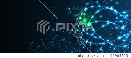 Abstract Artificial intelligence. Cloud computing. Machine learning. Technology web background. Virtual concept 101905703