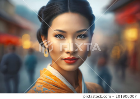 Beautiful Asian chinese woman portrait. Neural network AI generated art 101906007