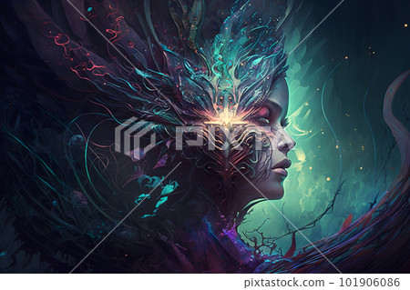 Space young woman. Sorceress, magic, witchcraft, witch Neural network AI generated art Space young woman. Sorceress, magic, witchcraft, witch Neural network AI generated art 101906086