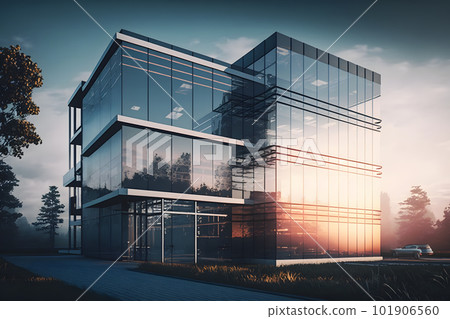 Modern office building, business center. Neural network AI generated art 101906560