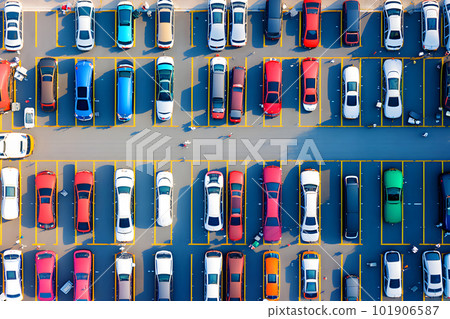 parks filled with cars, top view. Neural network AI generated art 101906587