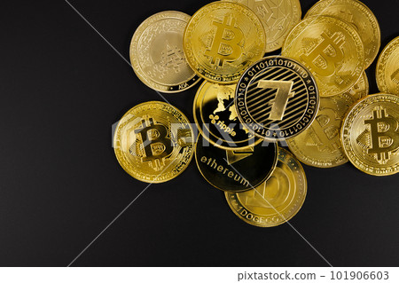 Litecoin crypto coin on top of various cryptocurrencies 101906603