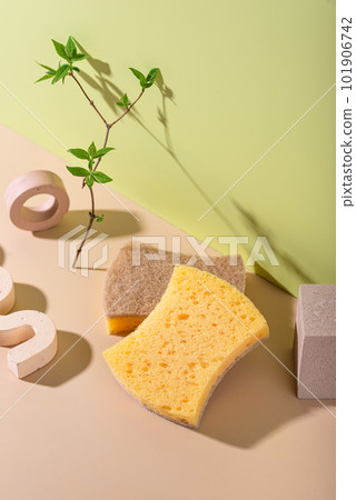Eco cleaning with sponges, sustainable concept Eco cleaning with sponges, sustainable concept 101906742