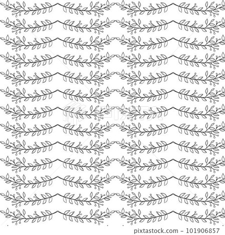 Seamless floral pattern with twigs. Botanical background, repeating prints. Blooming herbs texture design for your design. Hand drawn vector illustration 101906857