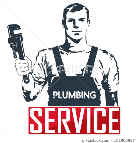 Plumber in uniform with wrench in hand 101906987