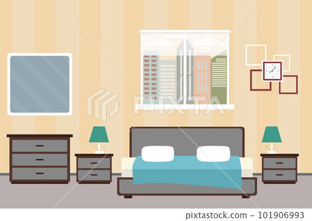 Hotel room or Bedroom Interior flat design.Home furniture Hotel room or Bedroom Interior flat design.Home furniture 101906993