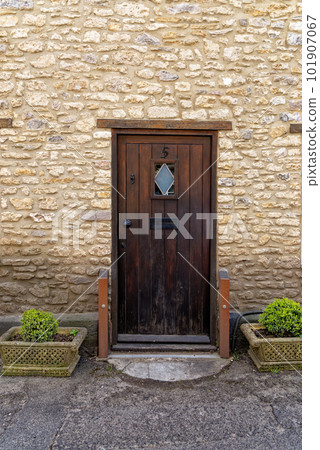 Old house door in the Village of Nunney - Somerset, England 101907067