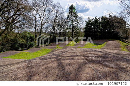 The BMX track at Village of Nunney, Somerset United Kingdom 101907122