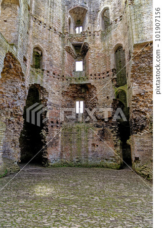Inside walls of Nunney Castle, Somerset, England - United Kingdom 101907156